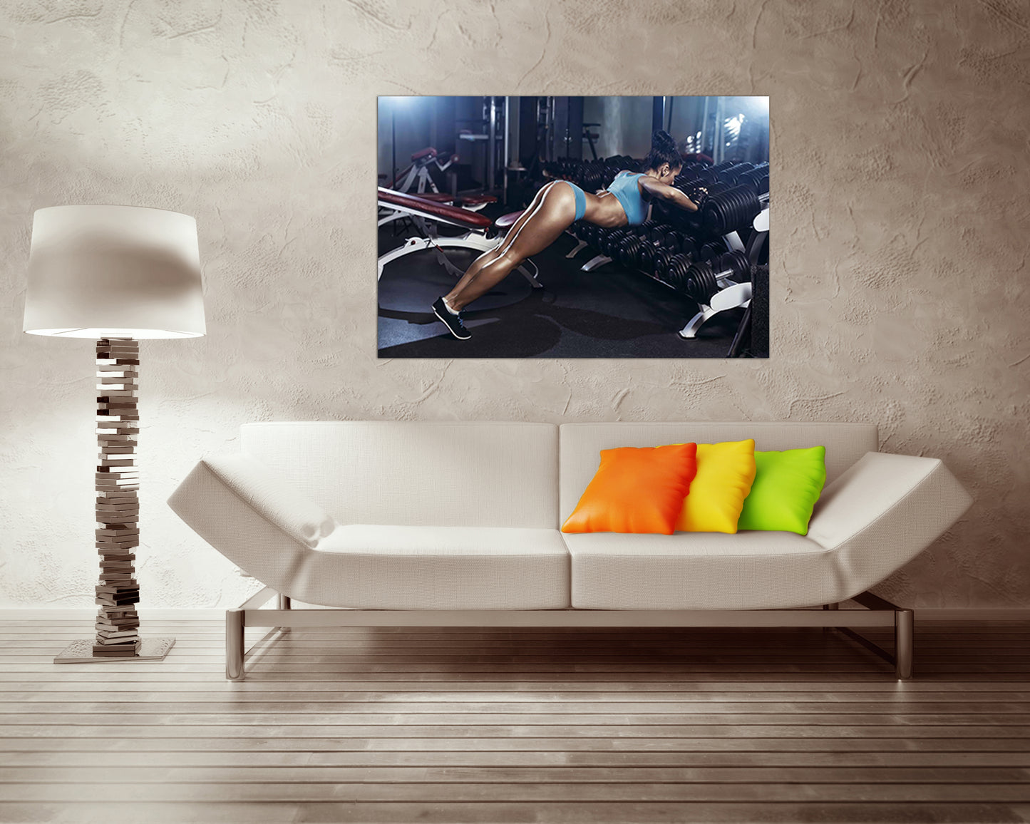 Fitness gym print Sports wall art Dumbbell canvas ready to hang