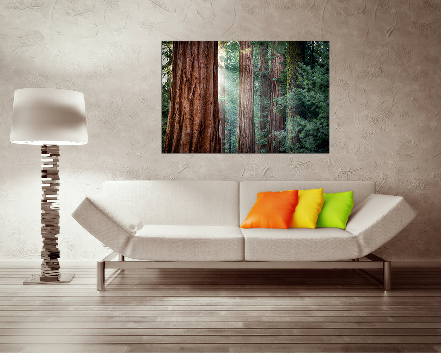 Redwood forest Wall art canvas Tree print Nature home decor California National park Sunlight gift Red tree flora photo