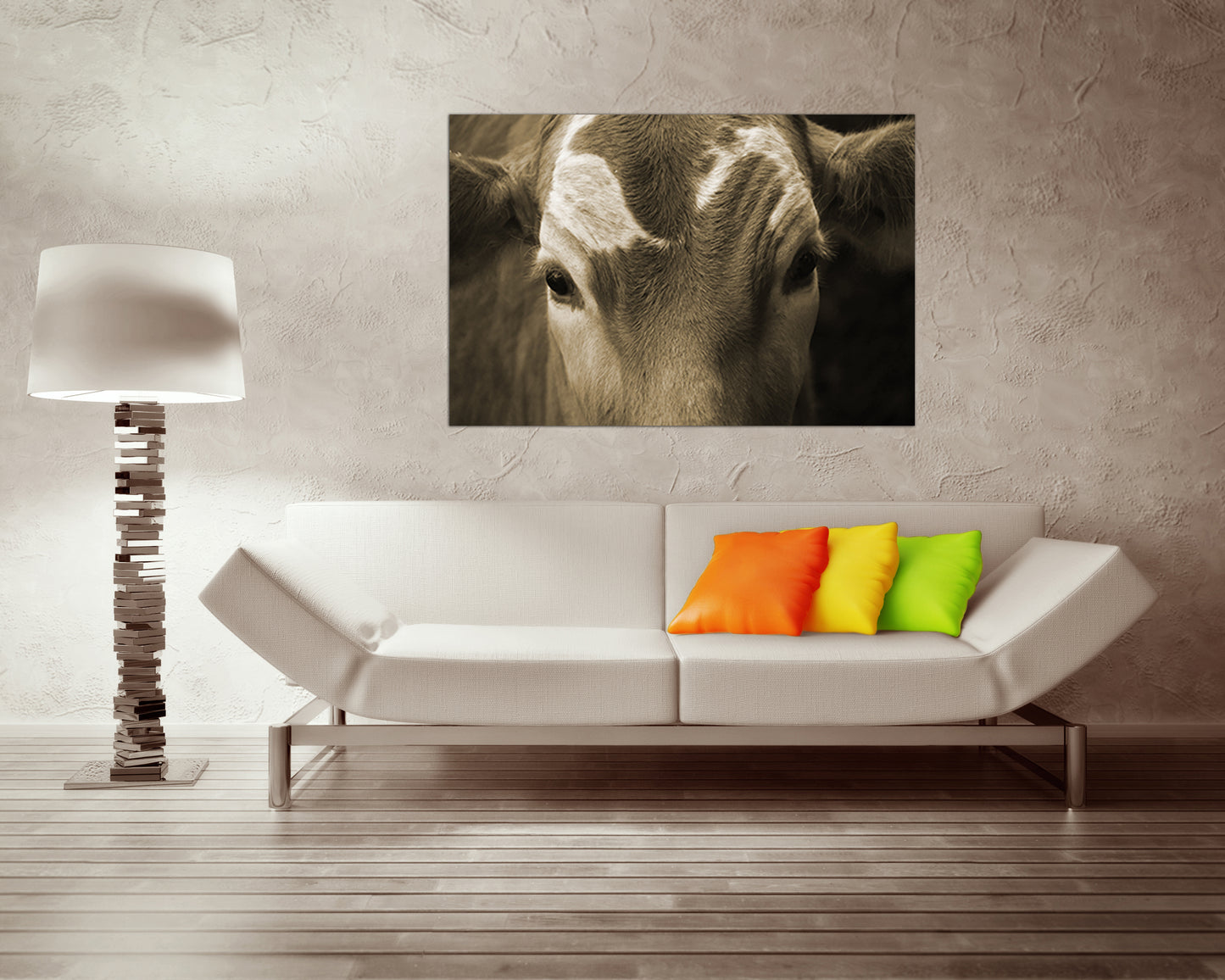 Print on canvas Red cow home decor Farm house animals art Field photo Meat artwork