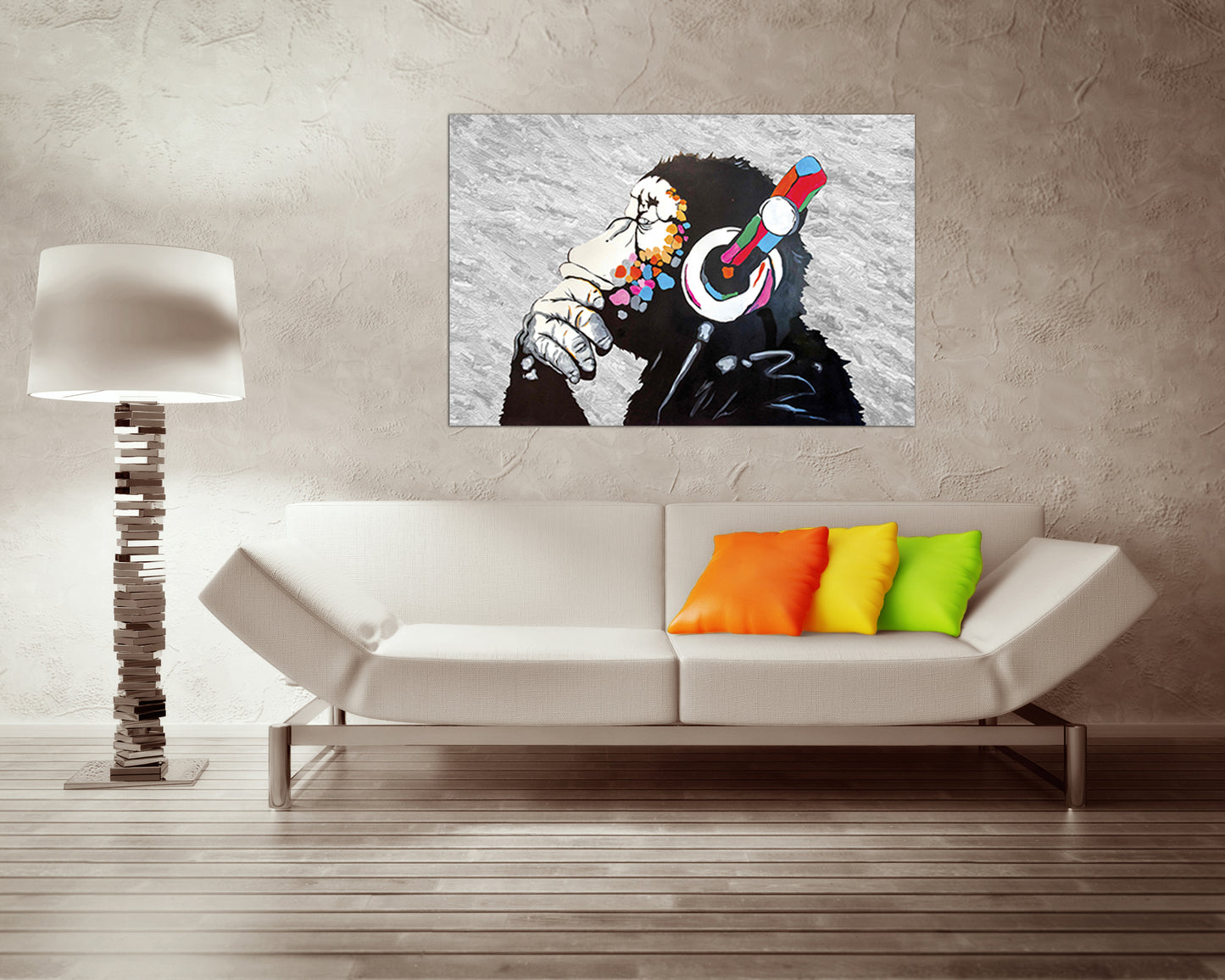Monkey canvas set Artist wall print Mural art photo Graffiti decor gorilla gift