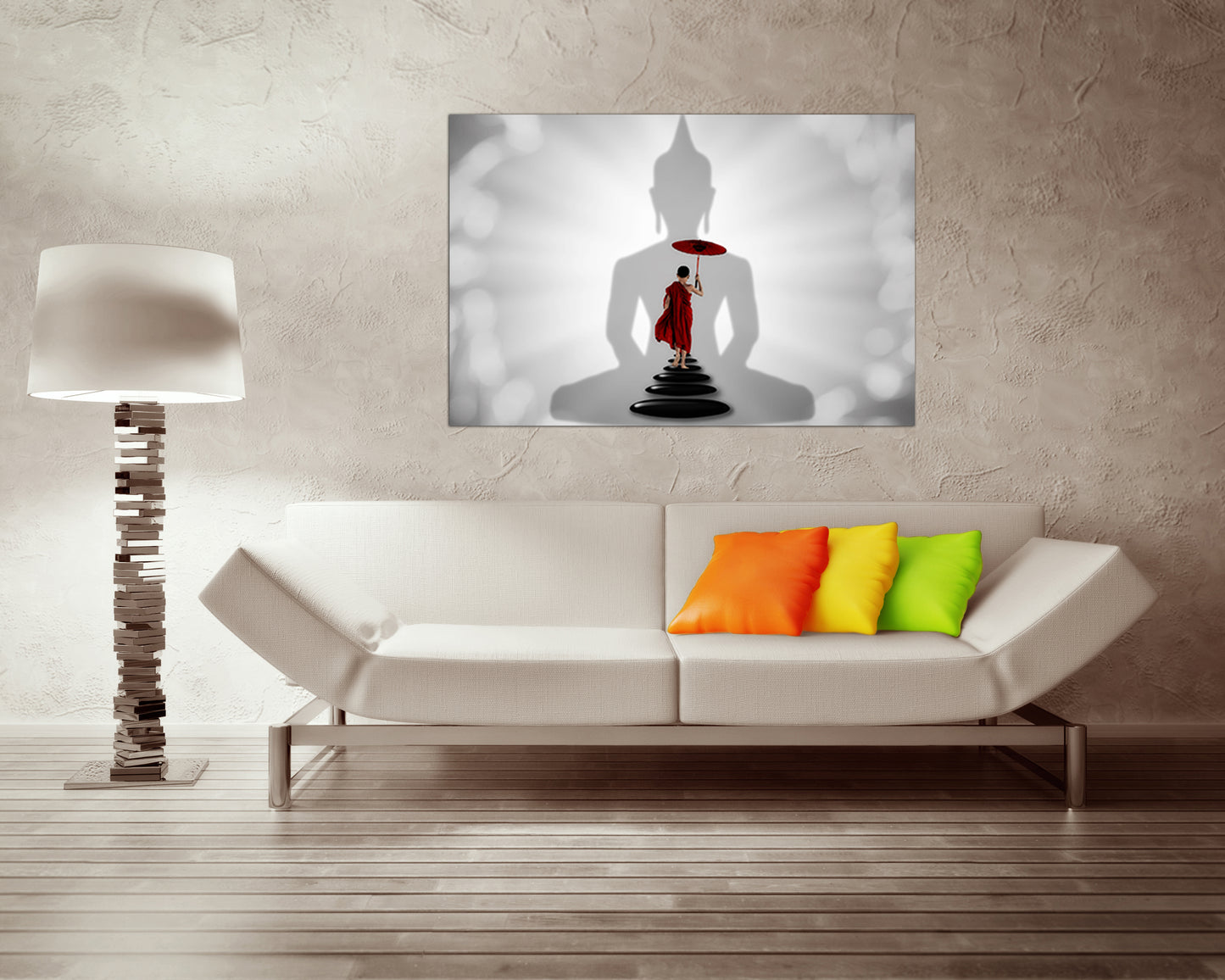 Buddha canvas Zen wall art Monk decor Stone print Chakra gift for her Meditation Yoga spiritual