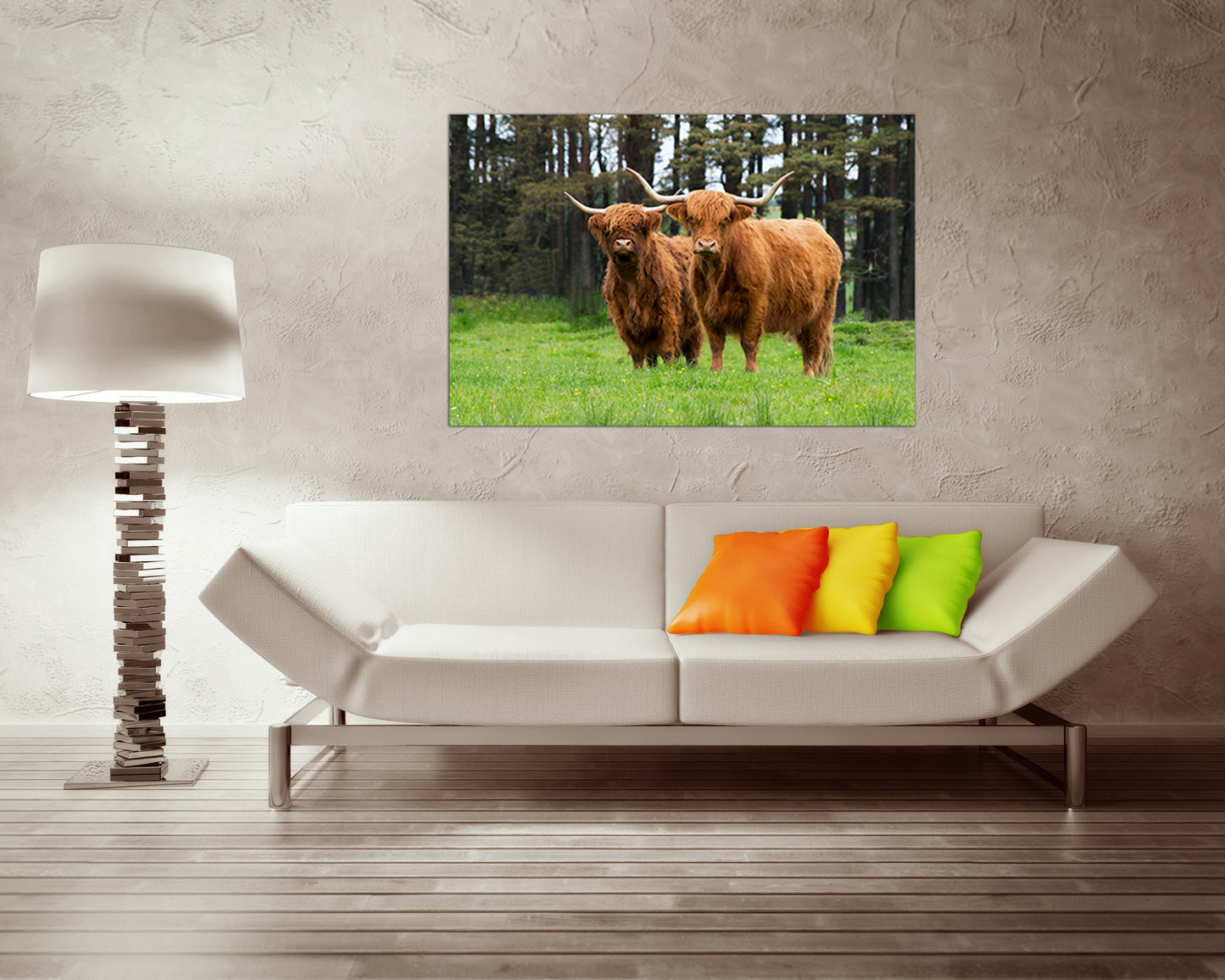 Art prints Highland cow canvas Shaggy cow art Farm animal artwork Pastures decor Nature farm