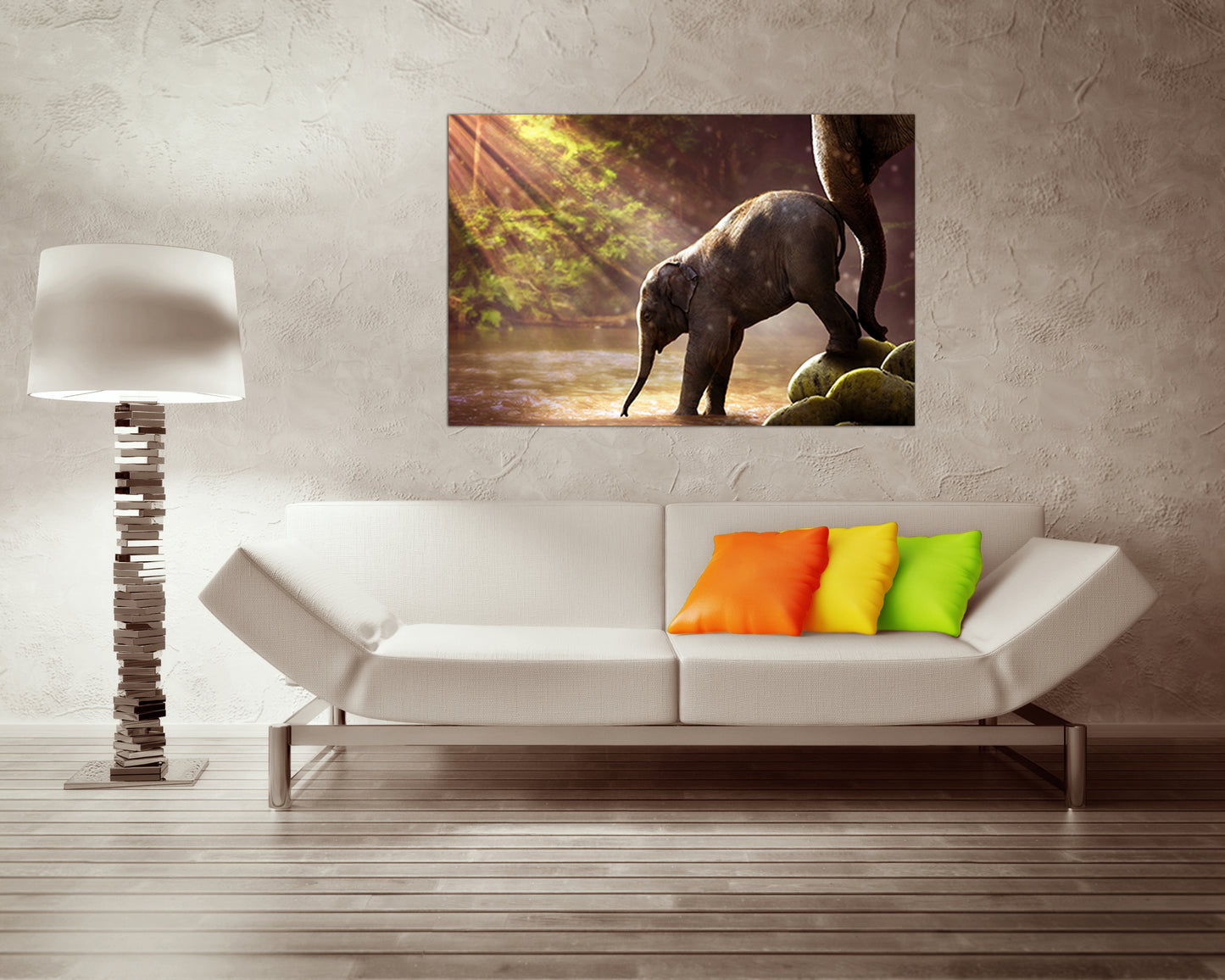 Baby elephant Animal décor Elephant print on canvas Mother and baby Jungle art