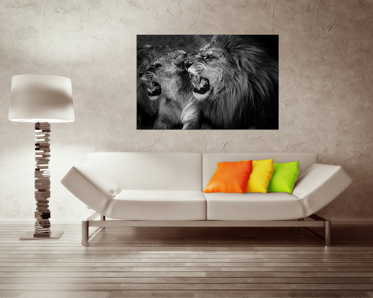 Lion head canvas Lioness art Animals wall decor Angry cat print Gallery wall set Baby photo