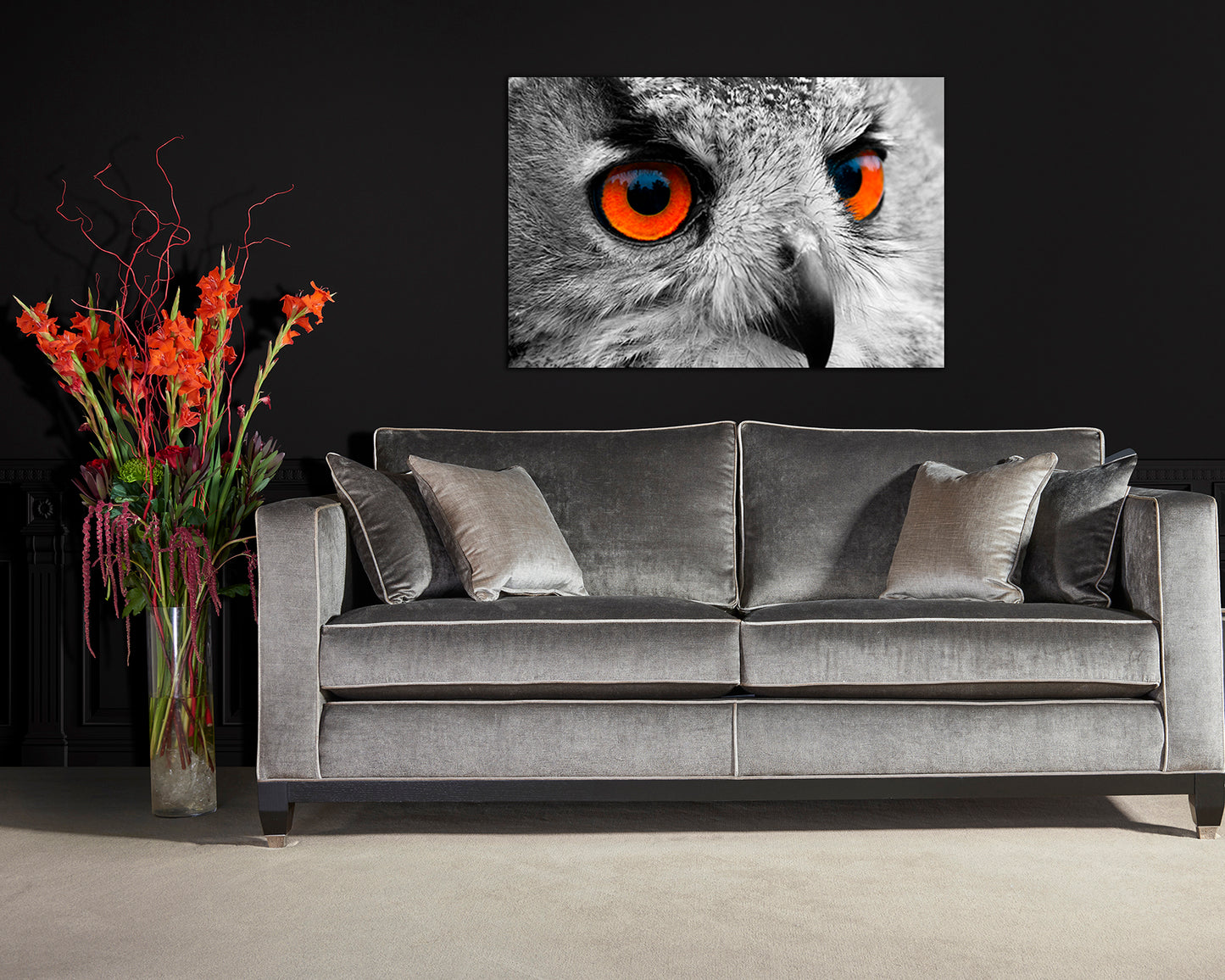 Owl eyes print Animals decor Home canvas Gift bird art