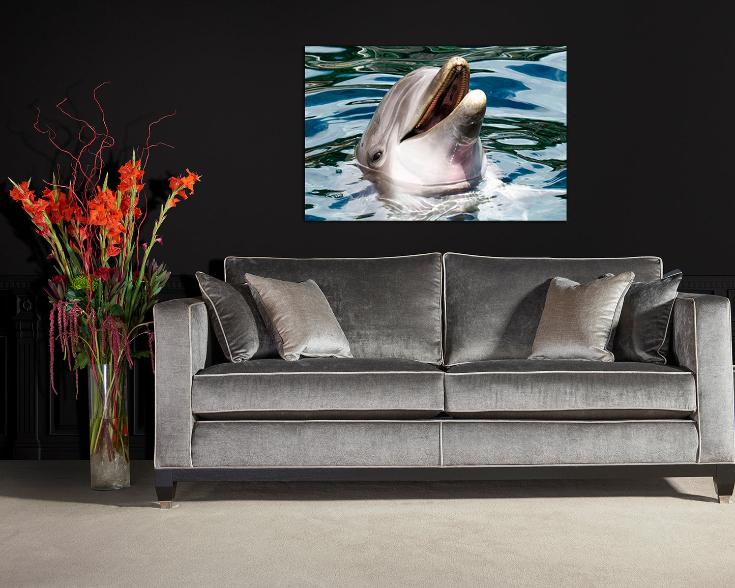 Dolphin Ocean wall art Nature canvas Animal décor Sea print
