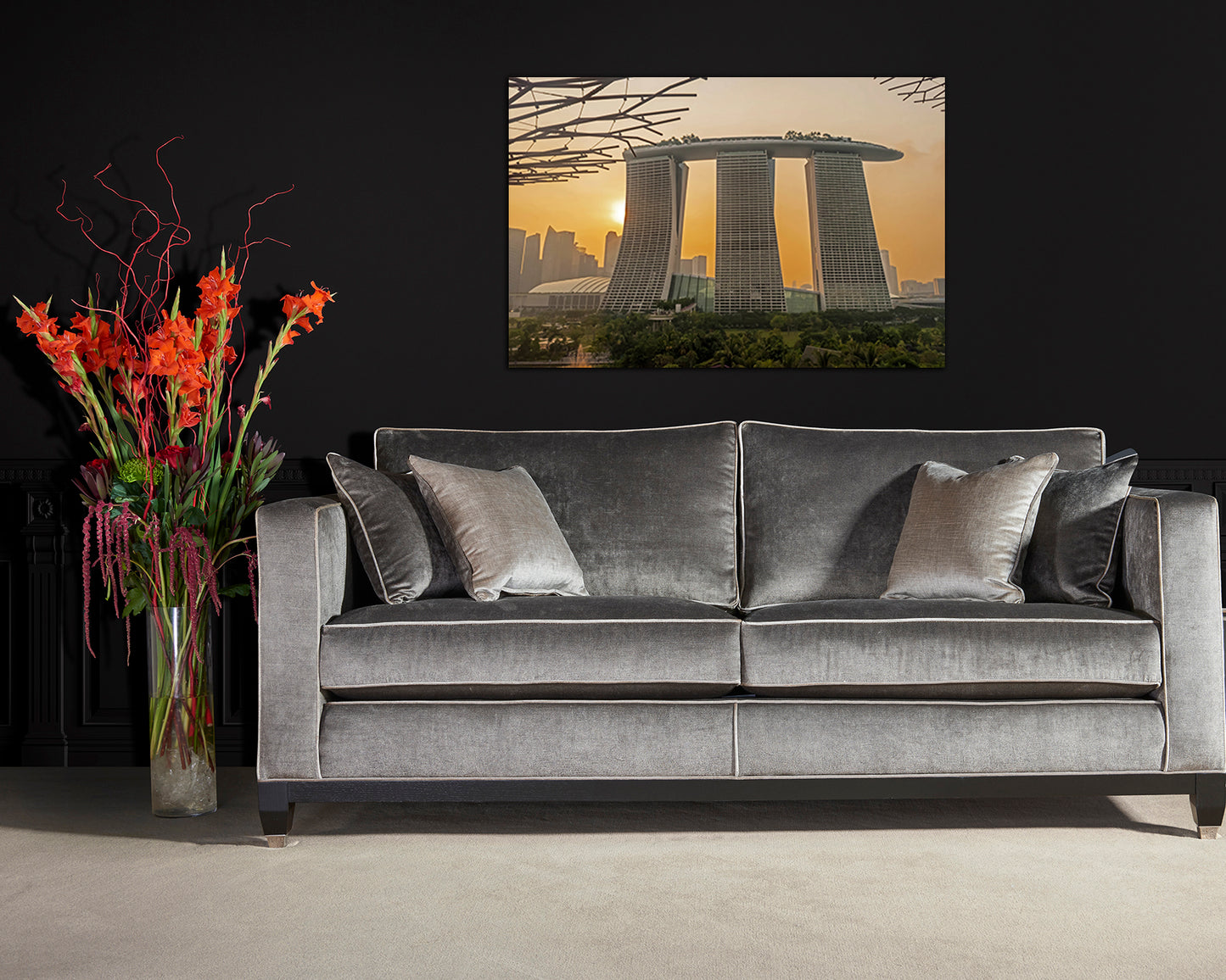 Wall art canvas Singapore print Travel gift city Marina Bay Asia decor