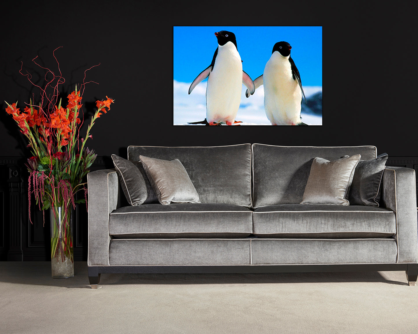 Penguin canvas wall art Animals decor Home décoration Snow print