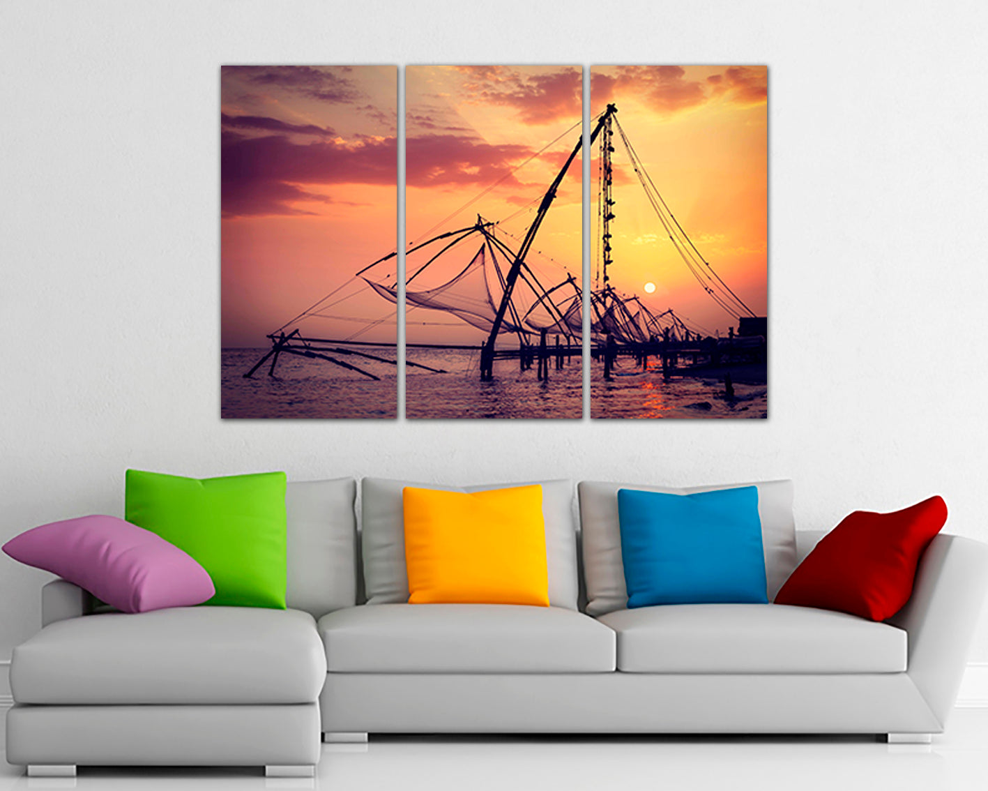 Fishing nets canvas Fisherman gift Sea fishing Ocean art works Fishing gear Seascape
