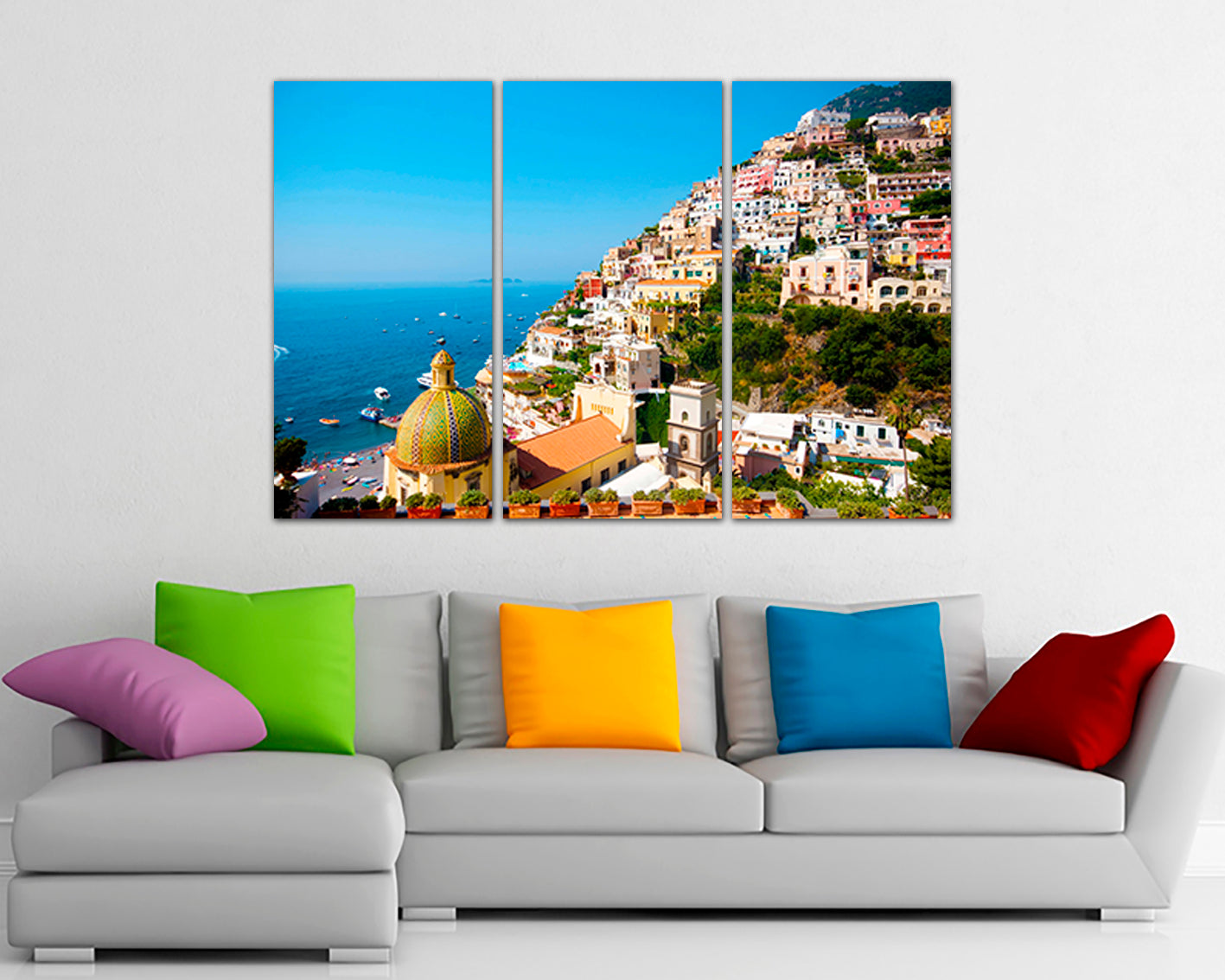 Amalfi coast canvas Positano décor Italy travel wall art Beach print ready to hang