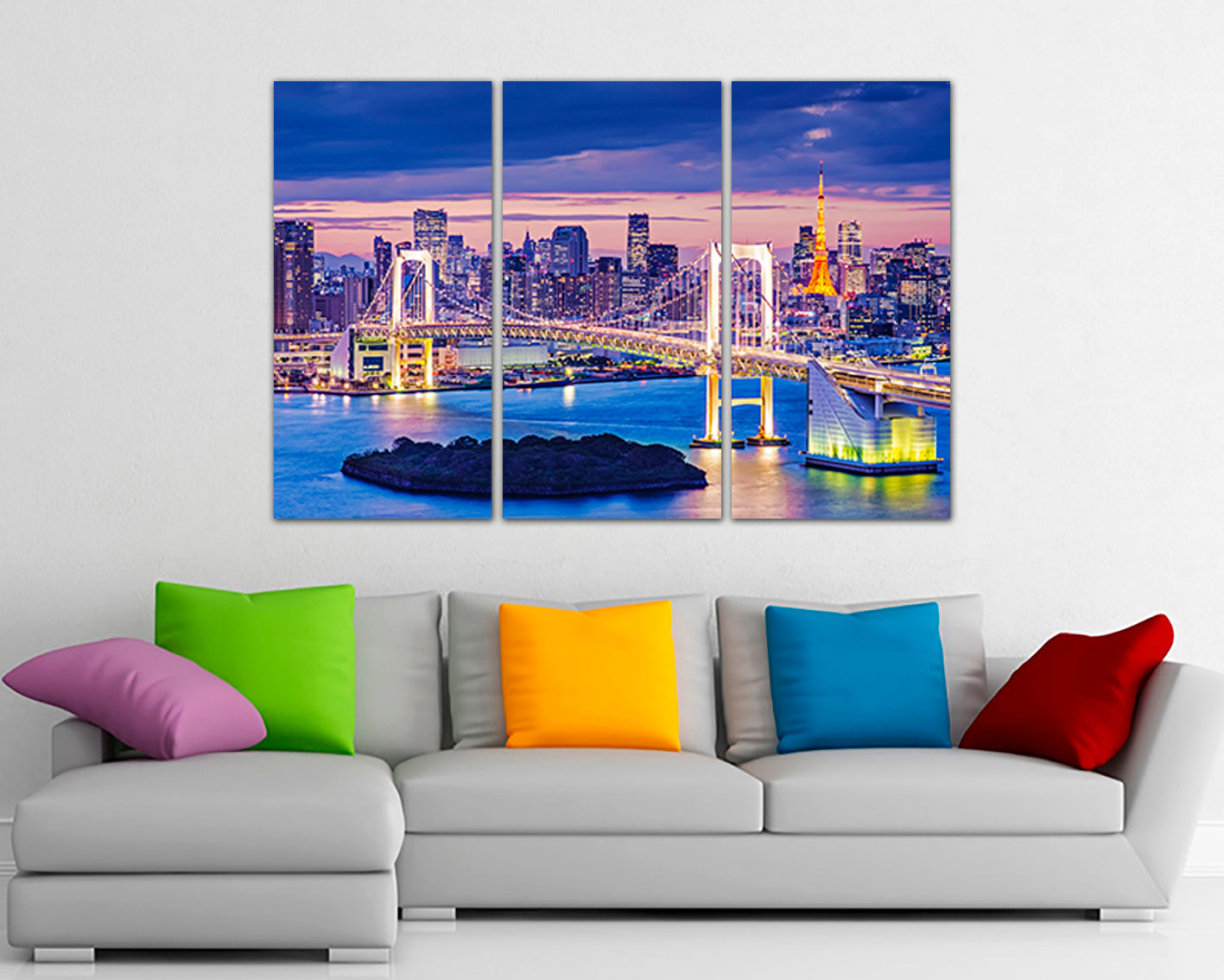 Tokyo canvas Rainbow bridge City wall art Japan gift Travel photo