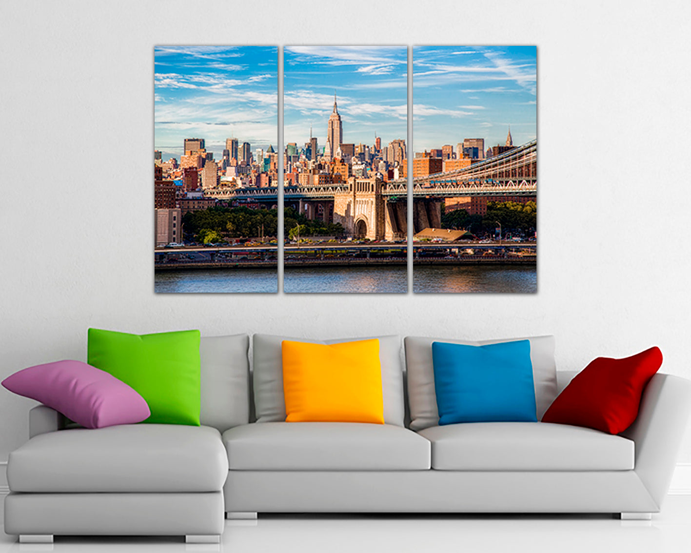 Manhattan bridge Wall art canvas New York skyline Brooklyn prints Travel decor