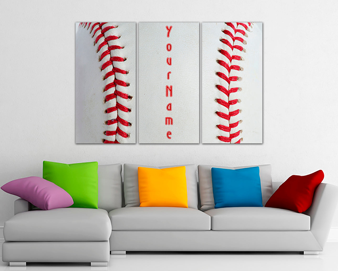Baseball name sign Boy room canvas Nursery art Ball wall print Sport décor Custom name kids Personalized name