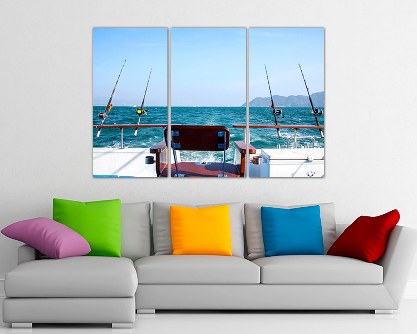 Fishing canvas Gift for fisherman Seascape Fishing rods art works