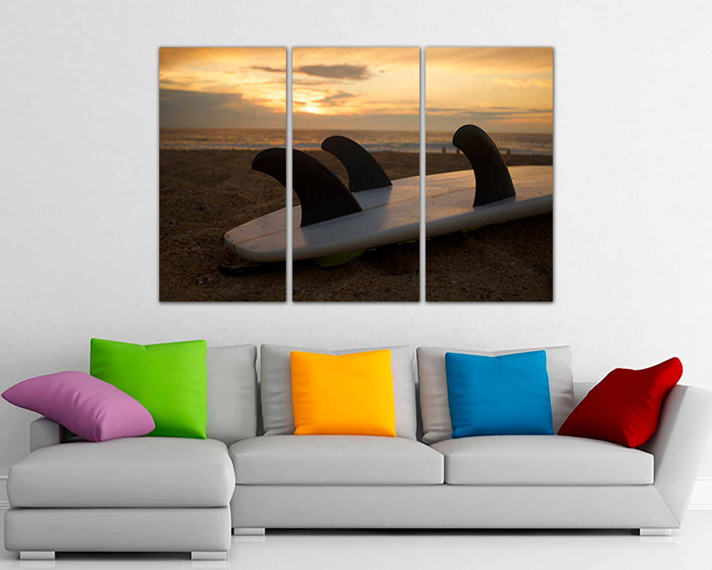 Surfboard Print on canvas Surfing decor Wave wall art sea beach sport