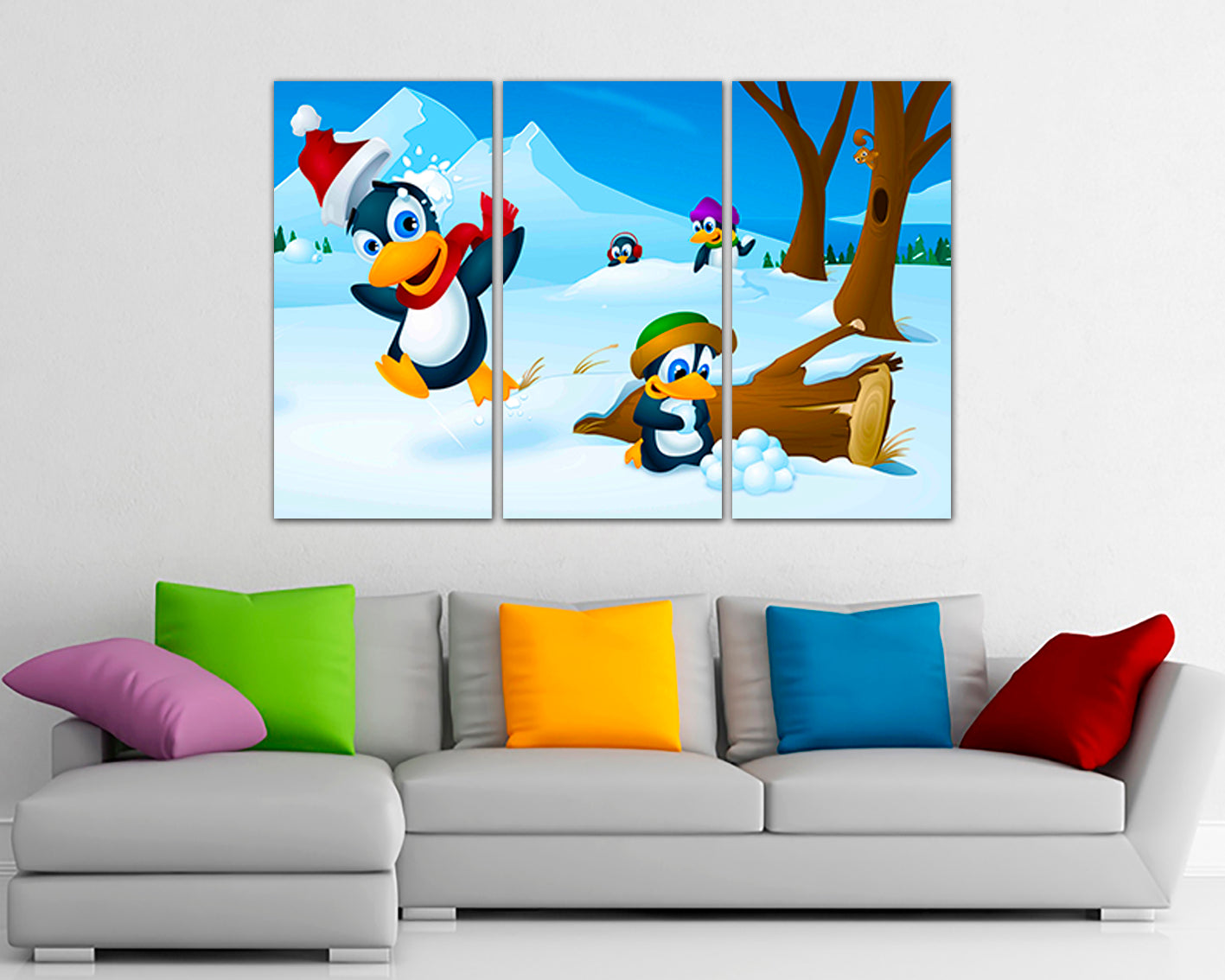 Penguins print on canvas Arctic penguin Nursery decor wall art Winter kids decor Art for kids room