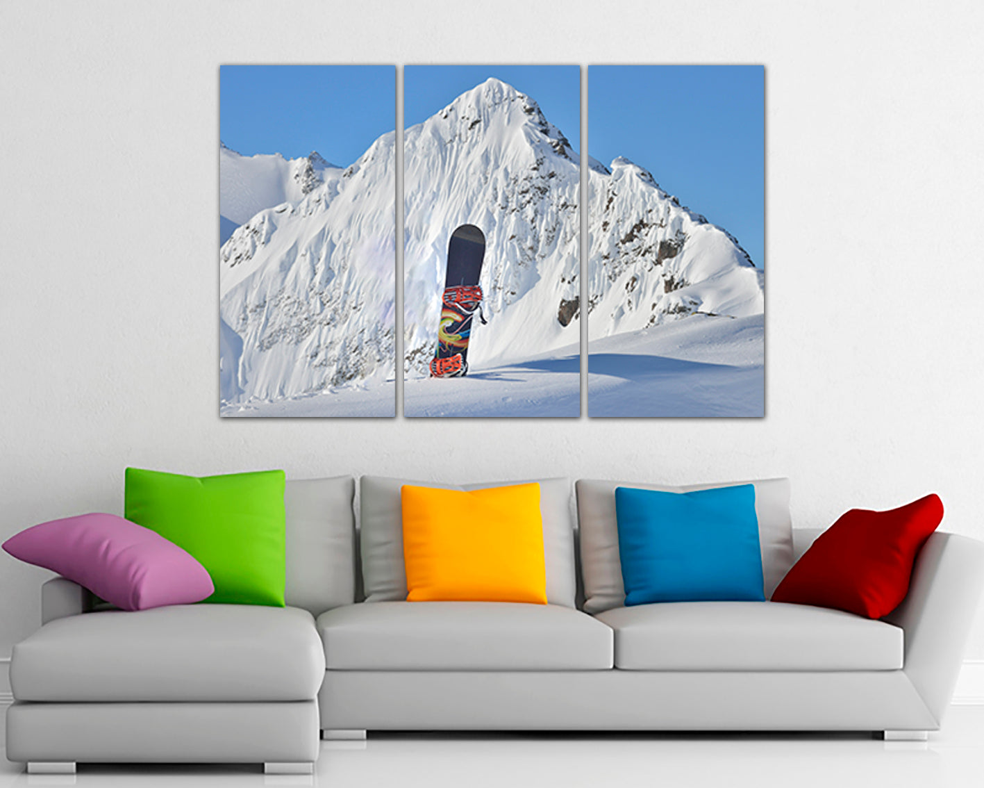 Snowboard print Wall art canvas Sports décor Snowboarding art Snow mountains