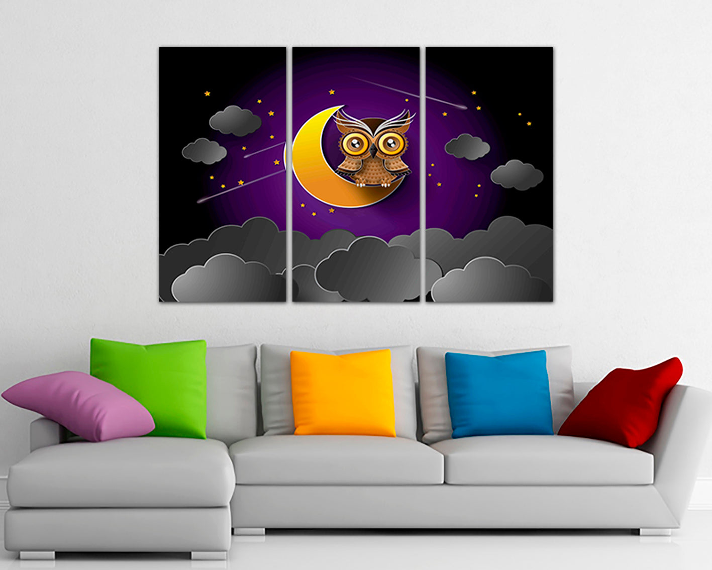 Owl baby print on canvas Kids wall decor Fantasy bedroom Baby gift