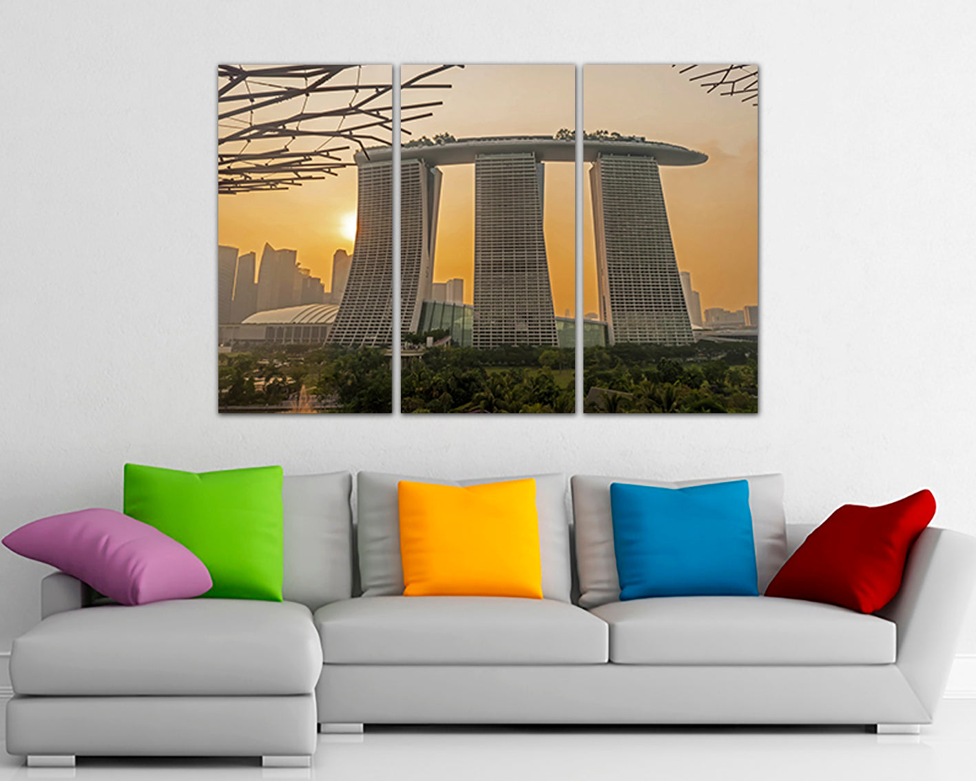 Wall art canvas Singapore print Travel gift city Marina Bay Asia decor