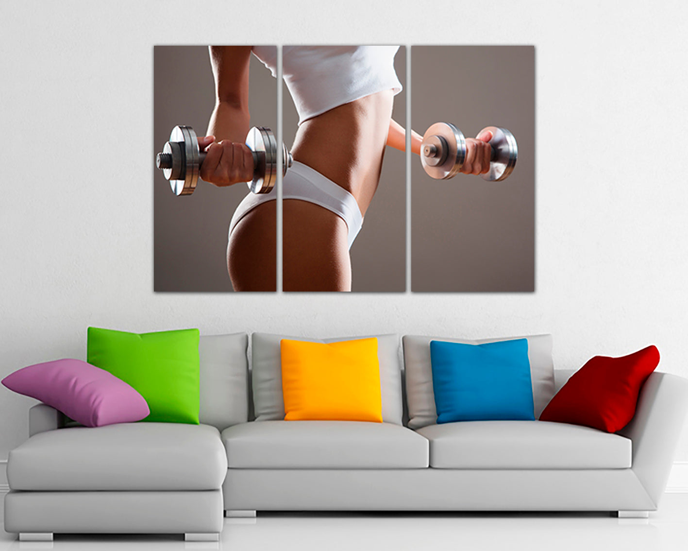 Fitness canvas panel Sports Dumbbell home art décor Gym print