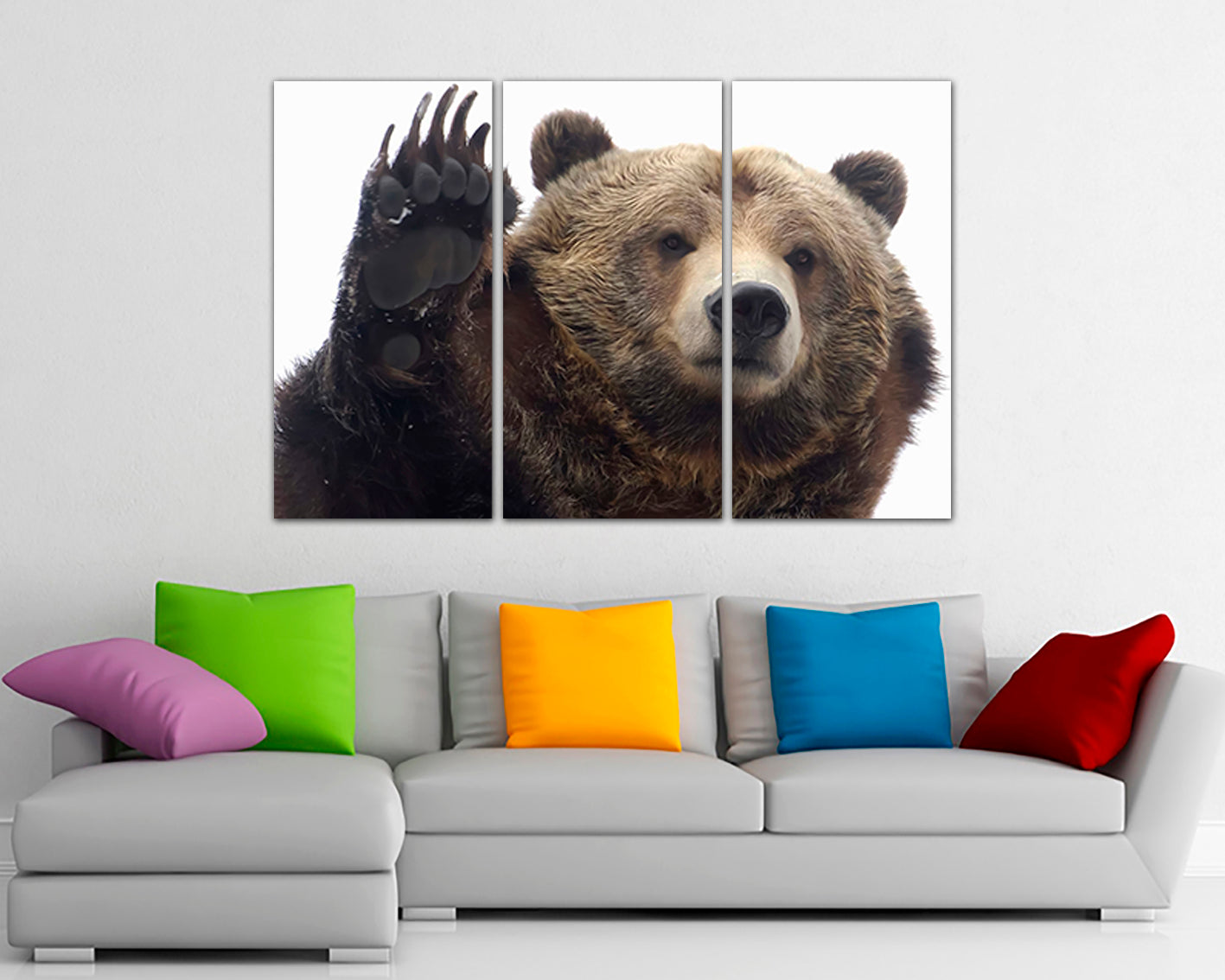 Bear canvas set Forest Animals art Grizzly wall decor Wildlife artwork Ready to hang print