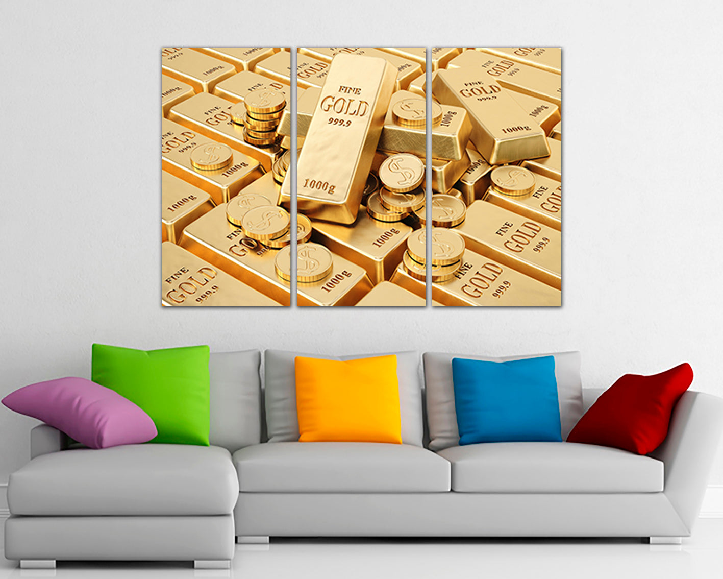 Gold ingot art print on canvas Bank Finance wall decor Metal gifts for her Bitcoin gift King of metals