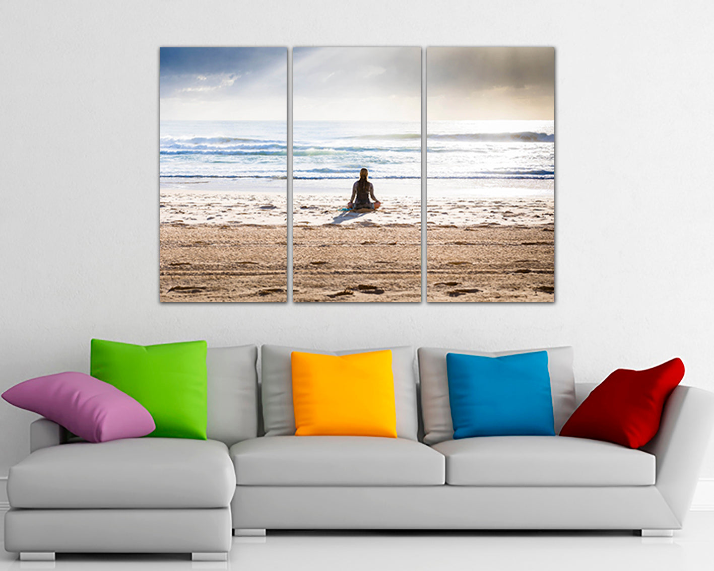 Beach Meditation canvas Spiritual print wall art Water artwork Ocean gift print