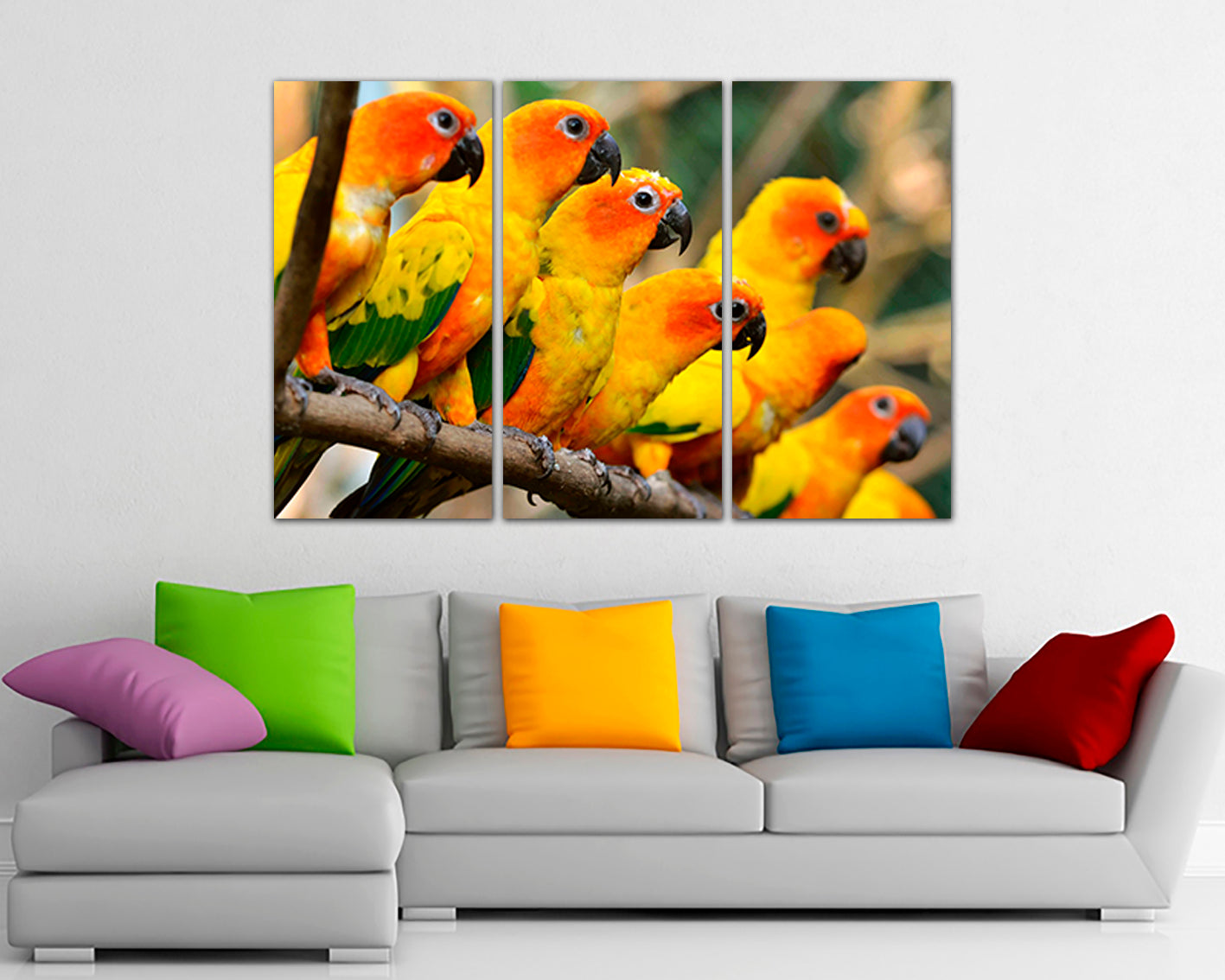 Parrot yellow canvas Cockatoo bird print Tropical animal art