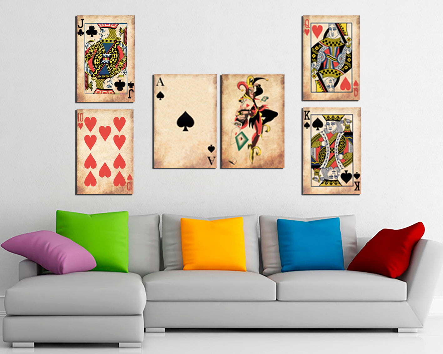 Playing card print on canvas King queen wall décor Casino art work Ace spades ready to hang