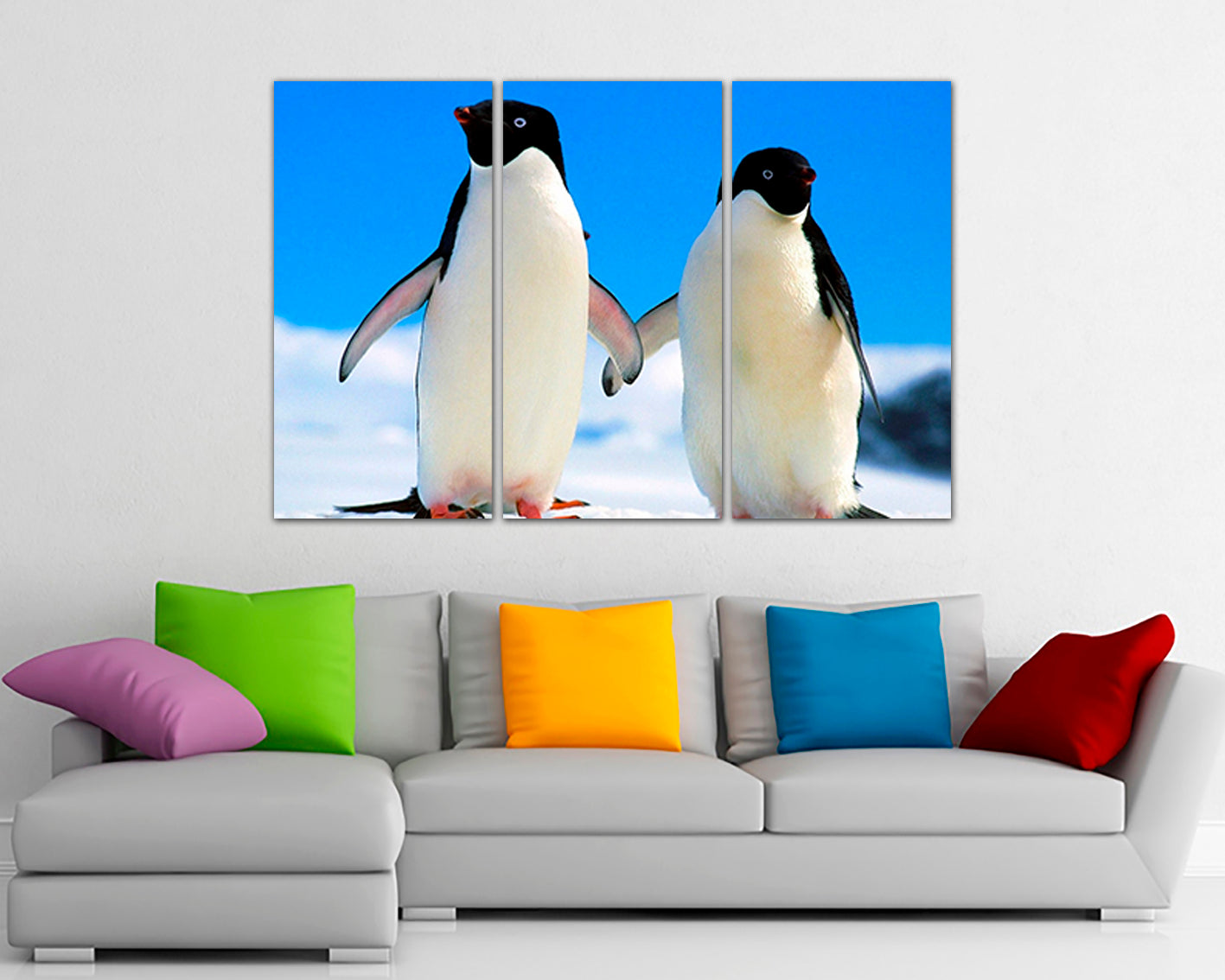 Penguin canvas wall art Animals decor Home décoration Snow print