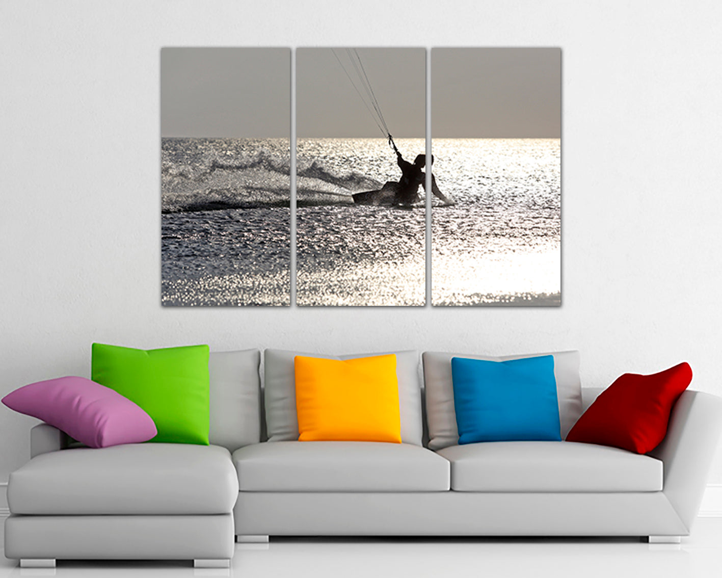 Power kite Surfboard print on canvas Surfing decor sport art Wave photo