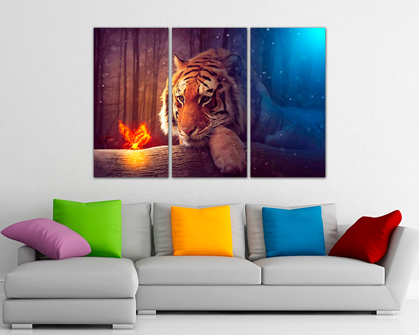 Tiger canvas Nursery decor Big cats fantasy print Magical art Fairy artwork Kids wall art art