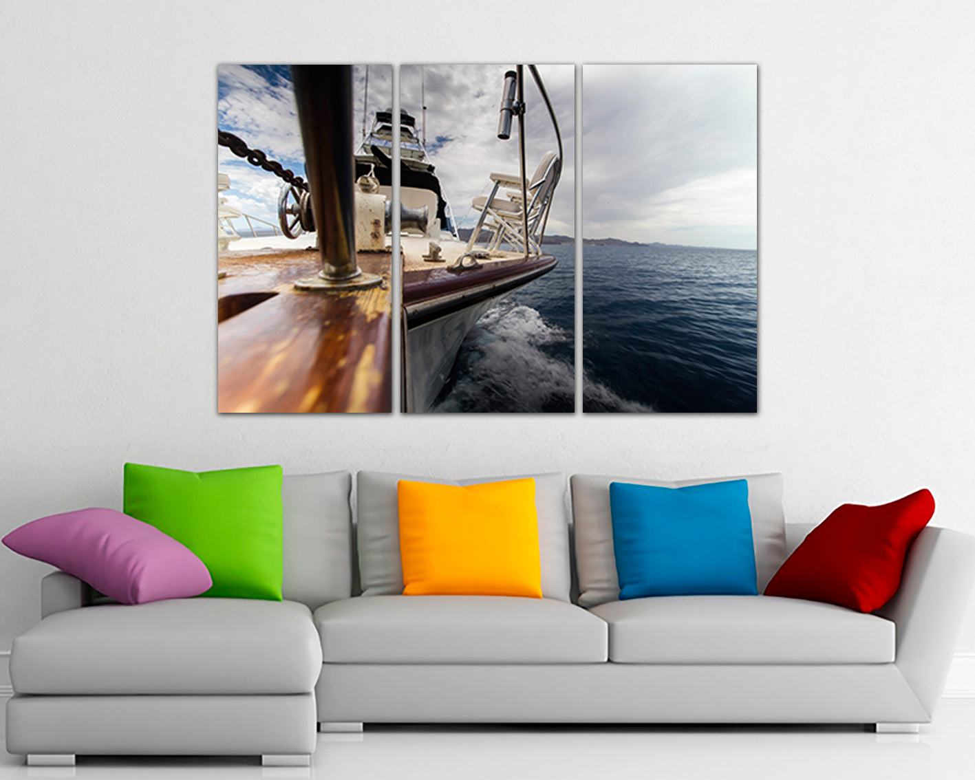 Print on canvas Yacht wall art Mechanism decor Ship print Travel gift Wave sea