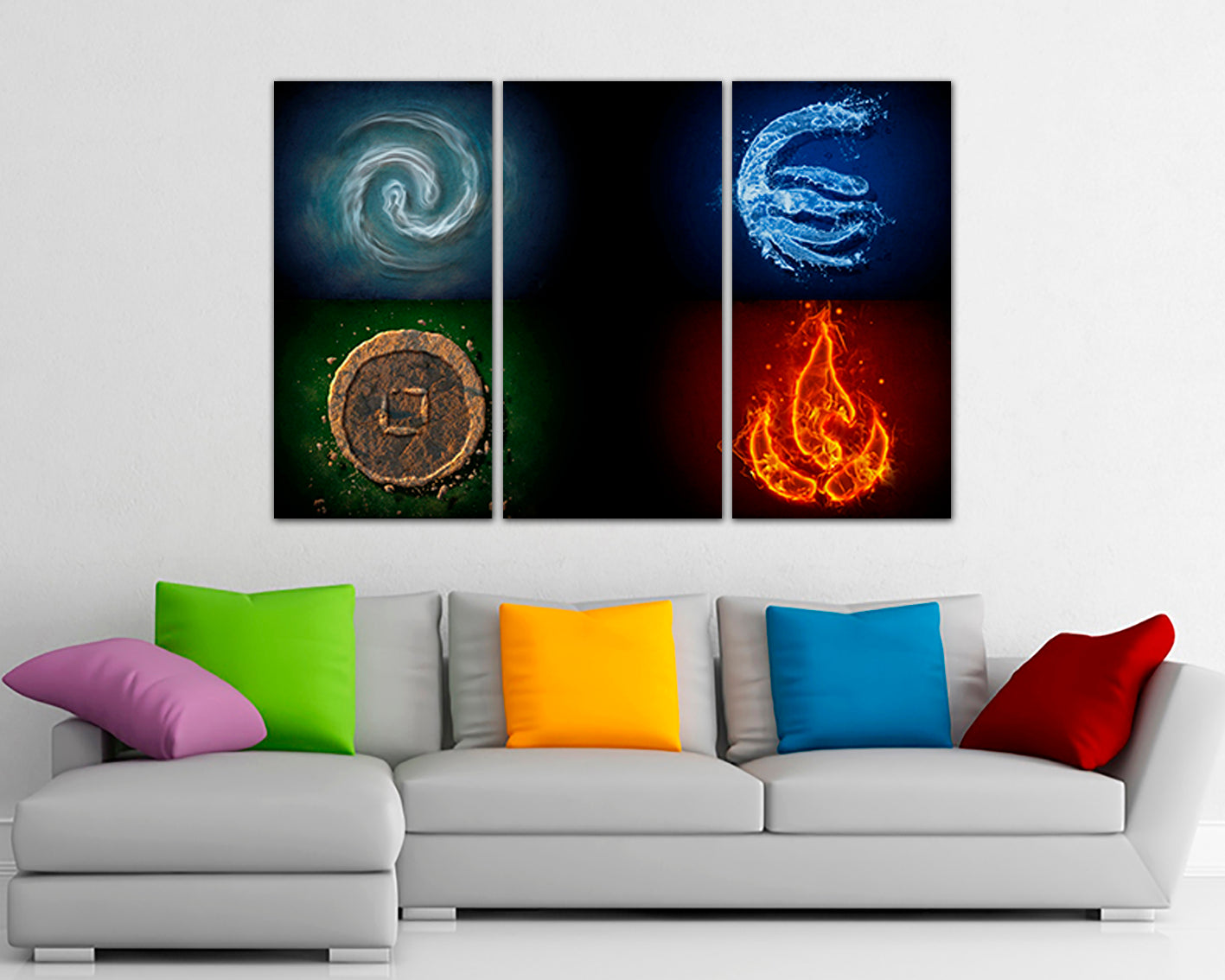 Fire air water earth Four element canvas prints Meditate Occult symbol decor