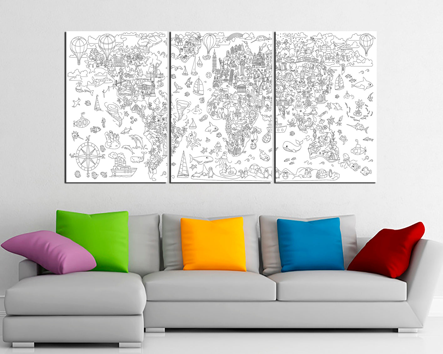Baby world map canvas Play room decor gift Attraction map