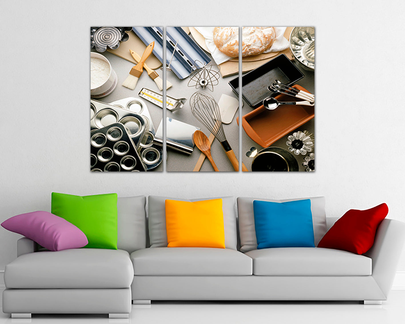 Baking tools Large canvas set Baking tools print Baking gifts Baking tools art Kitchen prints Food dining Bakery décor Kitchen wall art