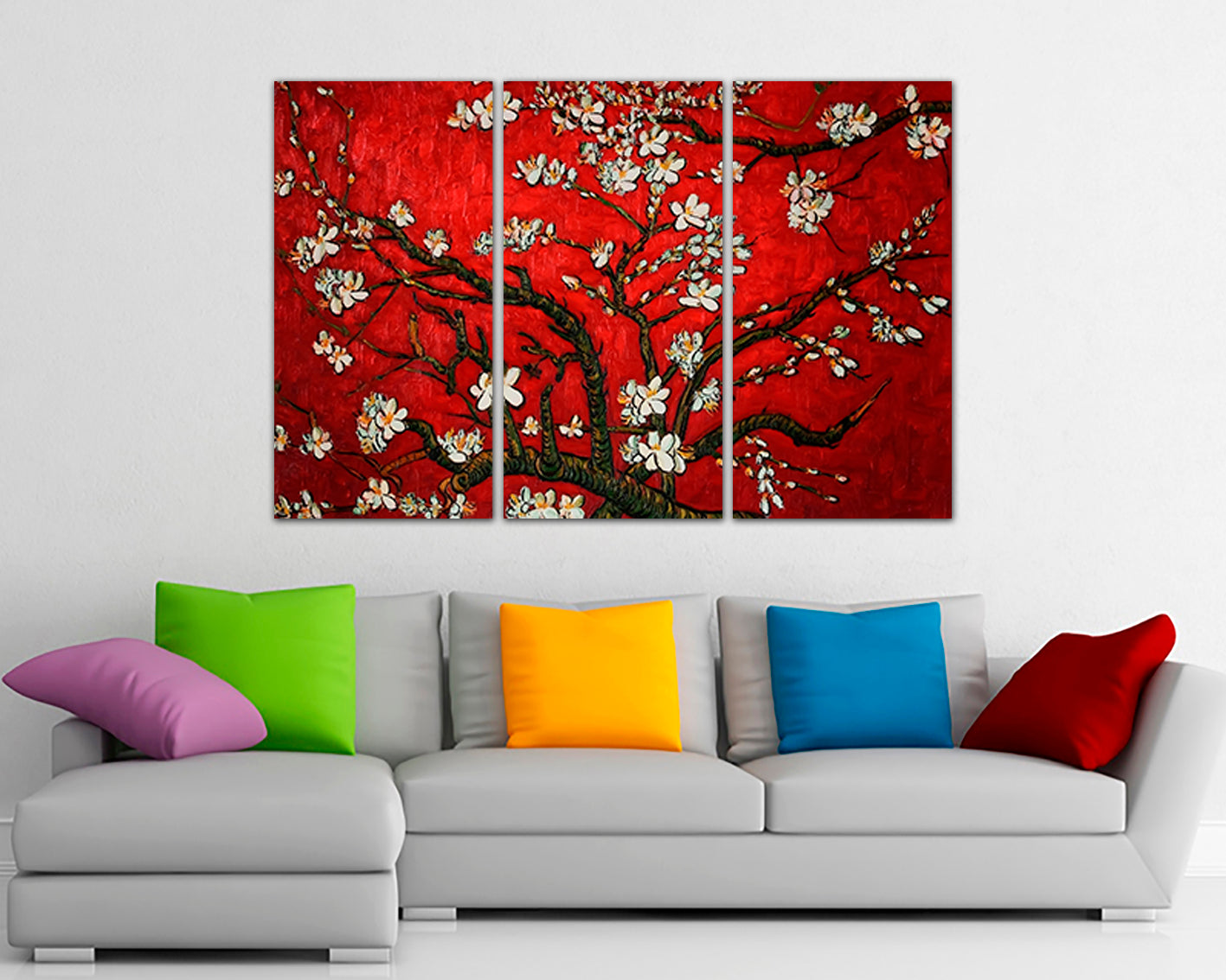 Almond blossom print on canvas Van gogh art works Flower red decor