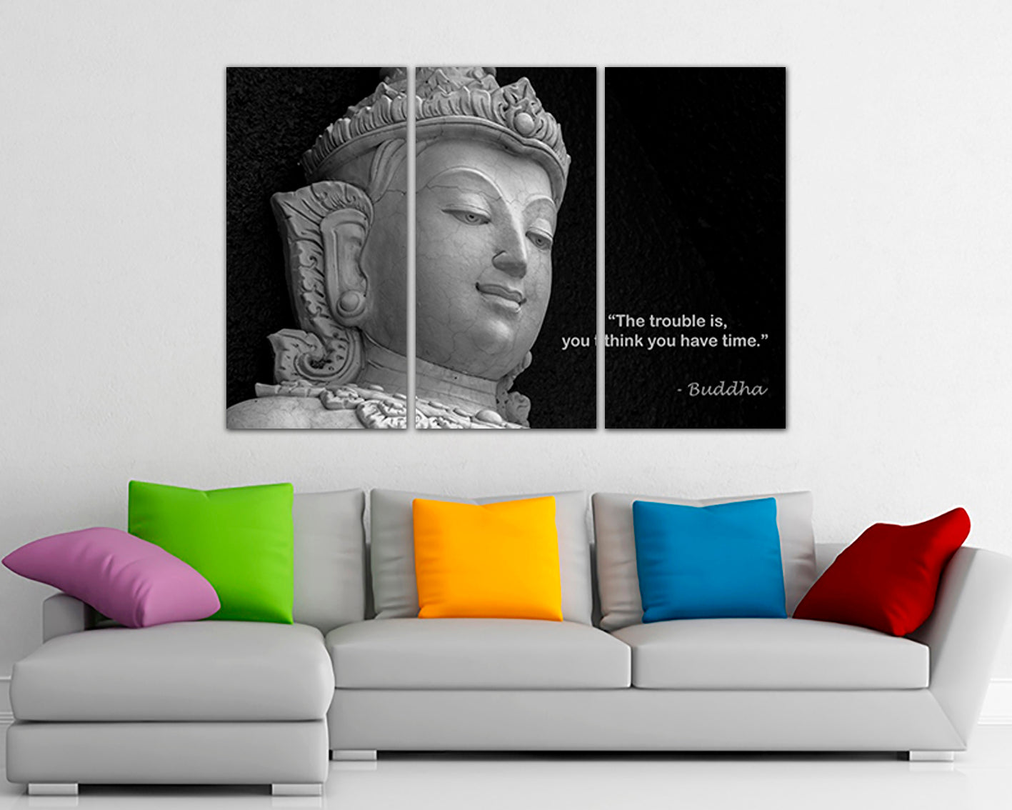 Buddha statue canvas Wall art décor Spiritual artwork Buddhist gift Ancient Asia Buddhism print