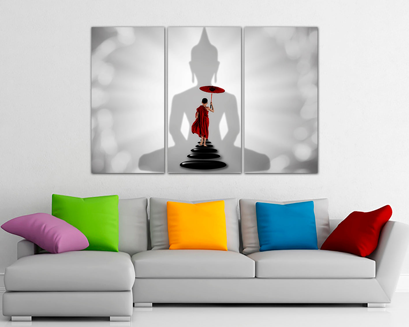 Buddha canvas Zen wall art Monk decor Stone print Chakra gift for her Meditation Yoga spiritual