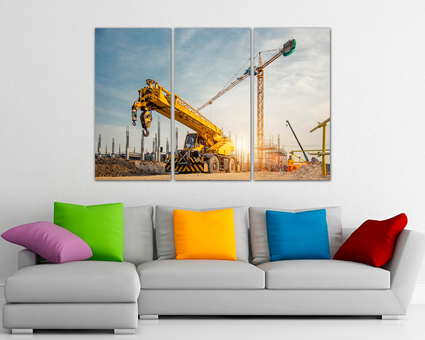 Crane canvas Construction sites Mechanism wall art Engine décor truck print