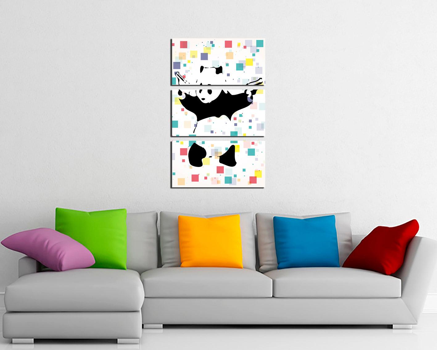 Panda with guns canvas Street art Shooting panda wall art gift Graffiti artwork Mural decor
