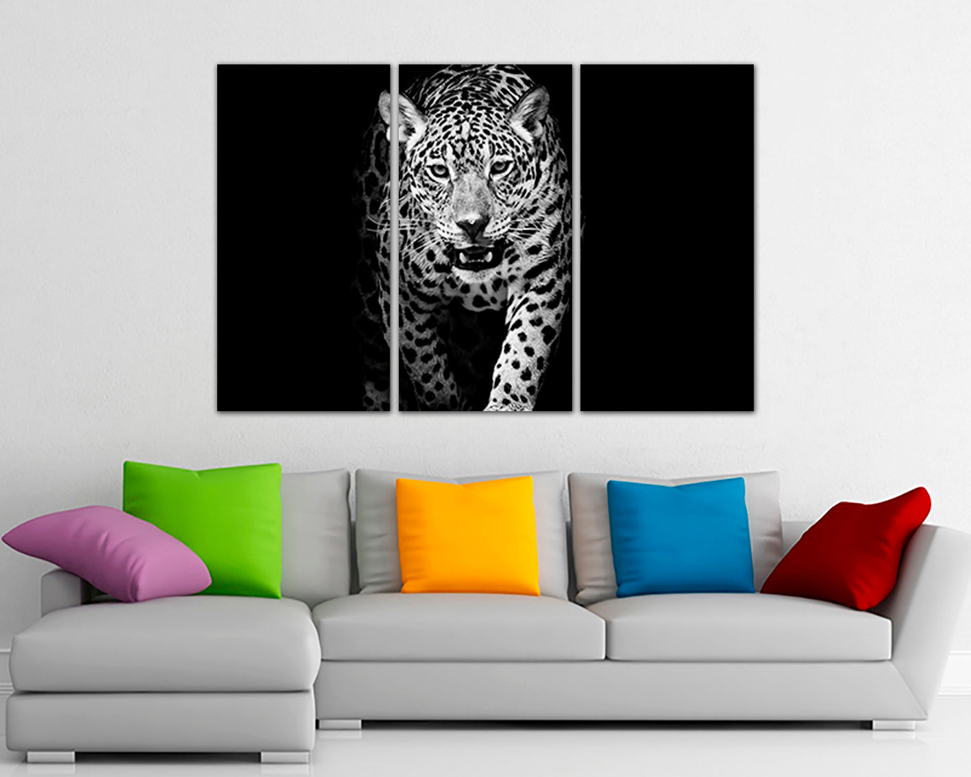 Leopard print art canvas set Animals décor Wild cat artwork