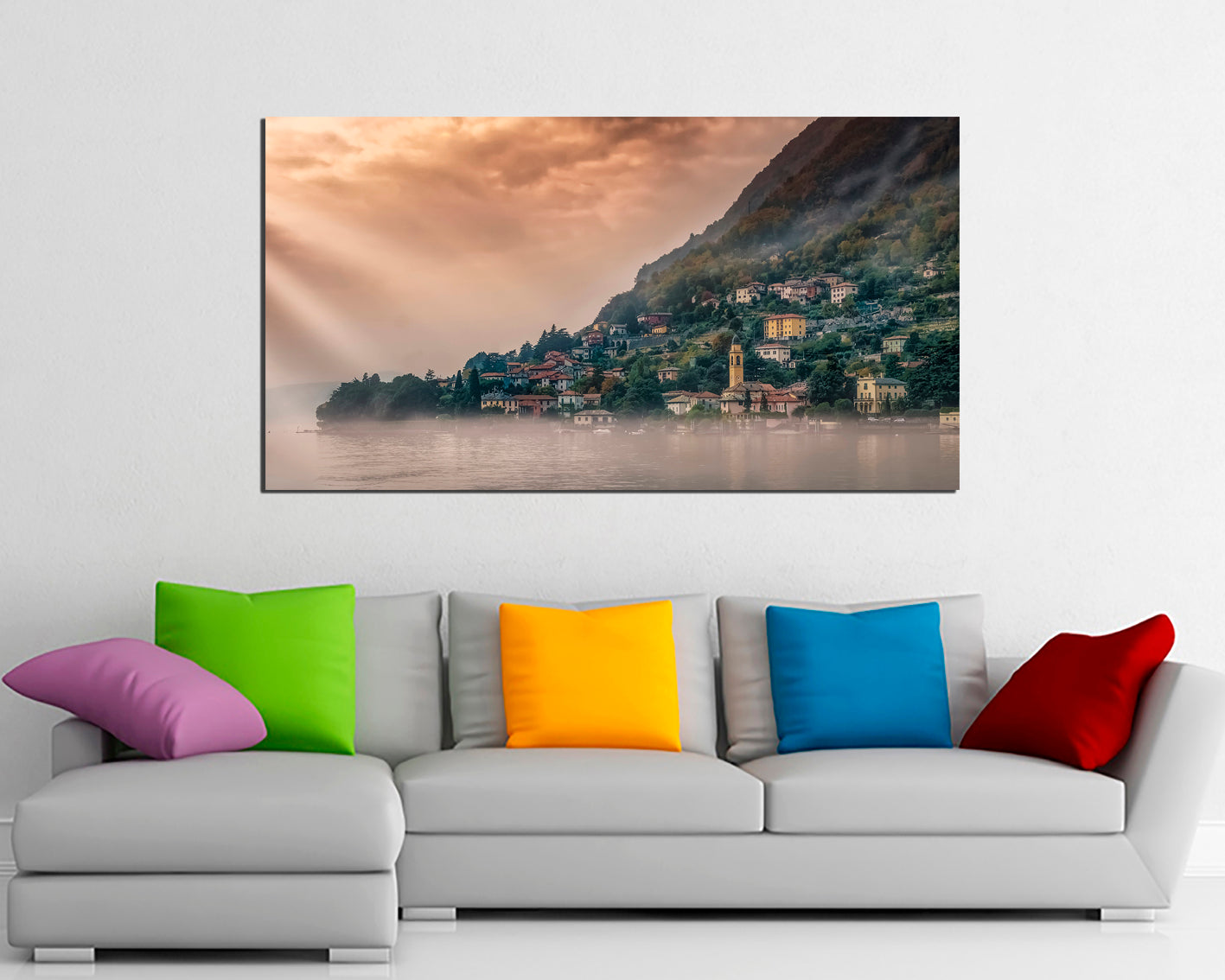 Lake Como wall art Italy canvas Mountain print Travel photo Tourism decor