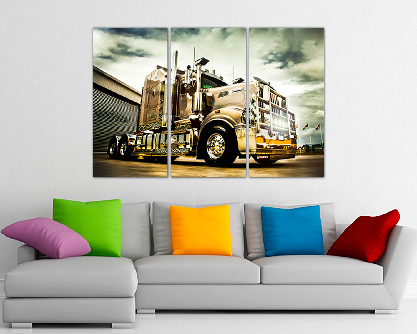Print on canvas Semi Truck Kenworth décor Mechanism print Gift travel
