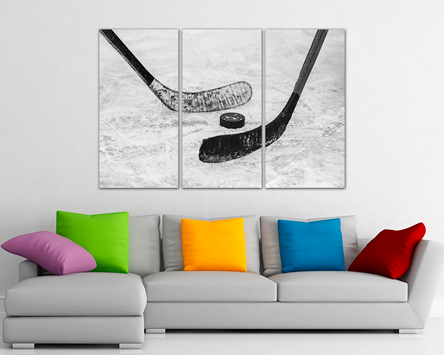Hockey canvas Winter Sports wall art Ice rink print Stick décor