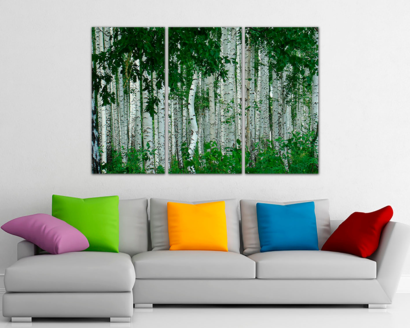 Birch forest art Green wall décor Nature Landscape artwork Ready to hang