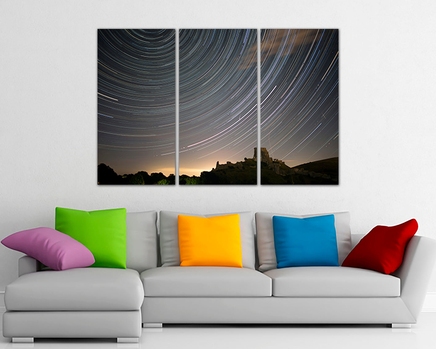Meteor shower print Starry sky décor Sky canvas set Nursery nature art Comet artwork