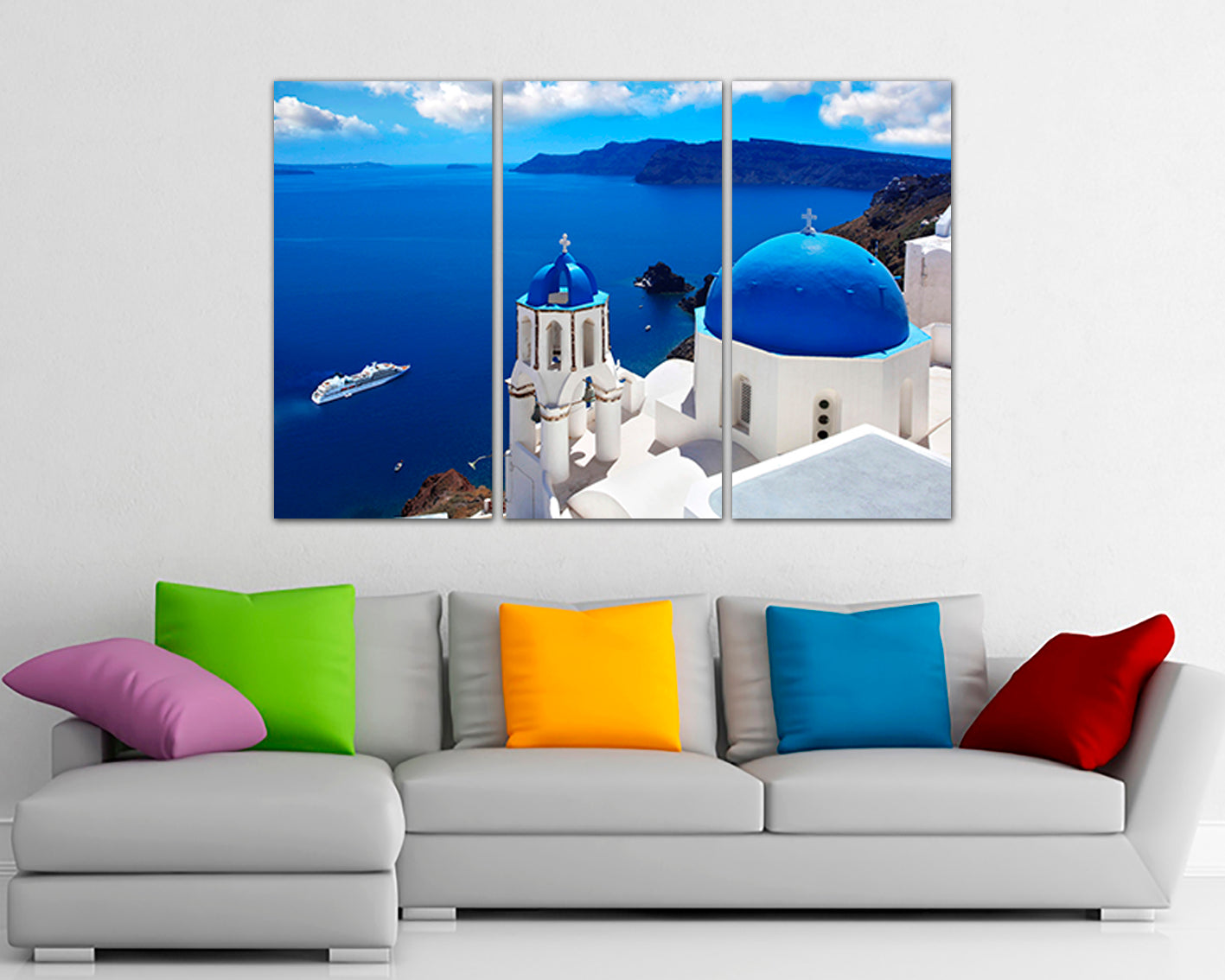 Santorini print Greece canvas Travel wall art