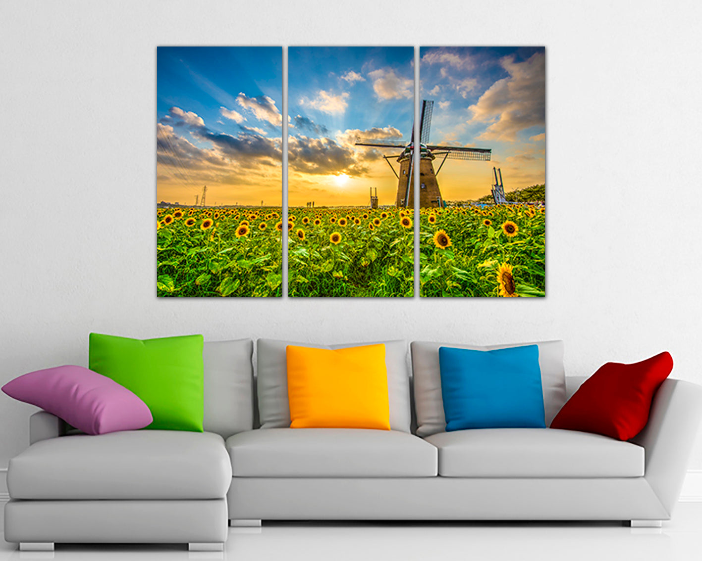 Sunflower canvas Floral wall decor Botanical print Flower nature art