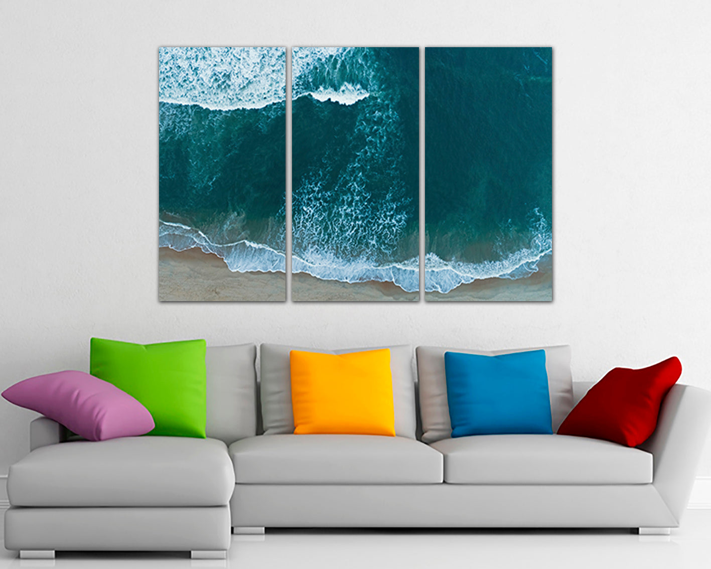 Ocean waves canvas set Water coast Landscape art Beaches nature decor